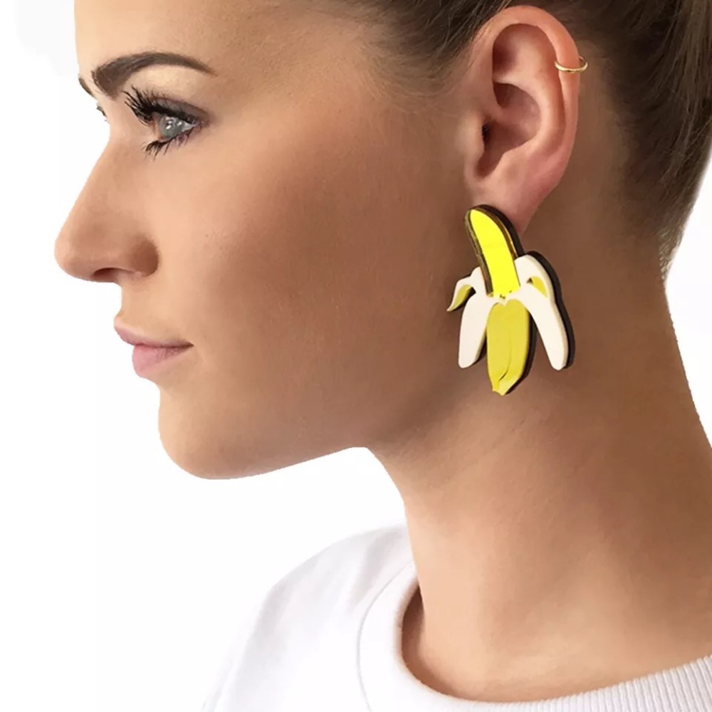 🎉 New Large Banana acrylic stud earrings